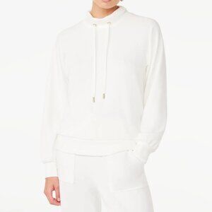 NEW Scoop Women's Scuba Knit Funnel Neck Sweatshirt, White, Size: M Medium 8-10